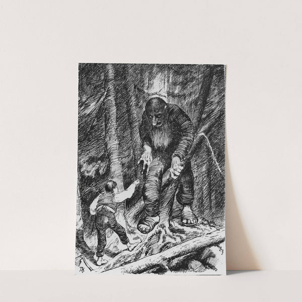 Askeladden who held an eating contest with the troll by Theodor Kittelsen