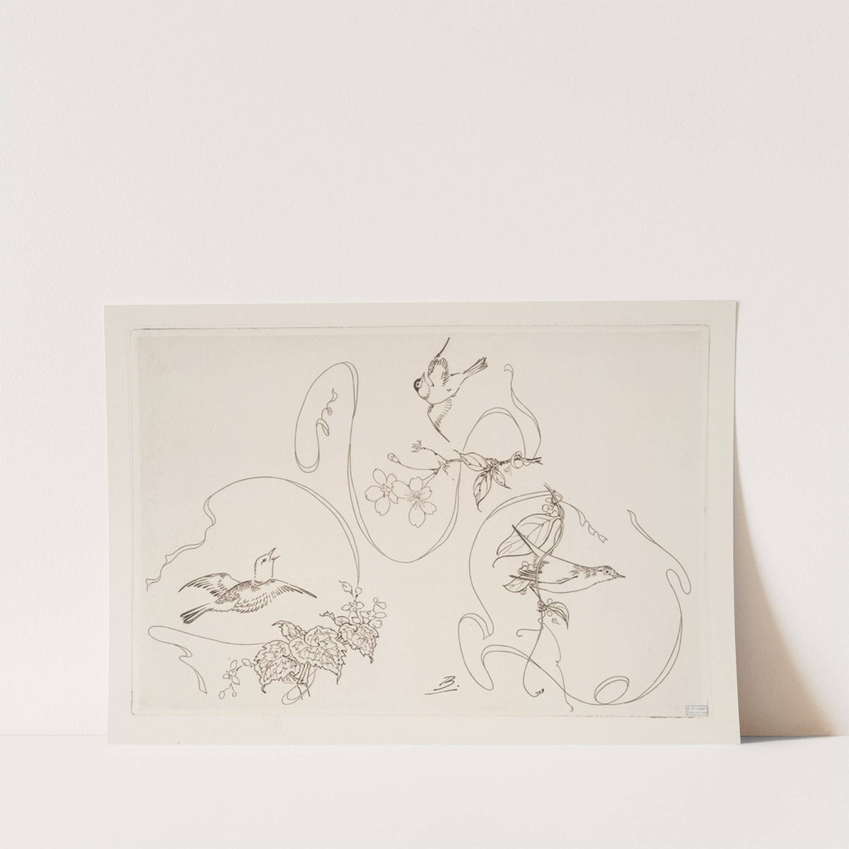 Assiette à dessert ; trois motifs composés chacun d’un ruban, d’une fleur et d’un oiseau. (1866 - 1878) by Félix Bracquemond