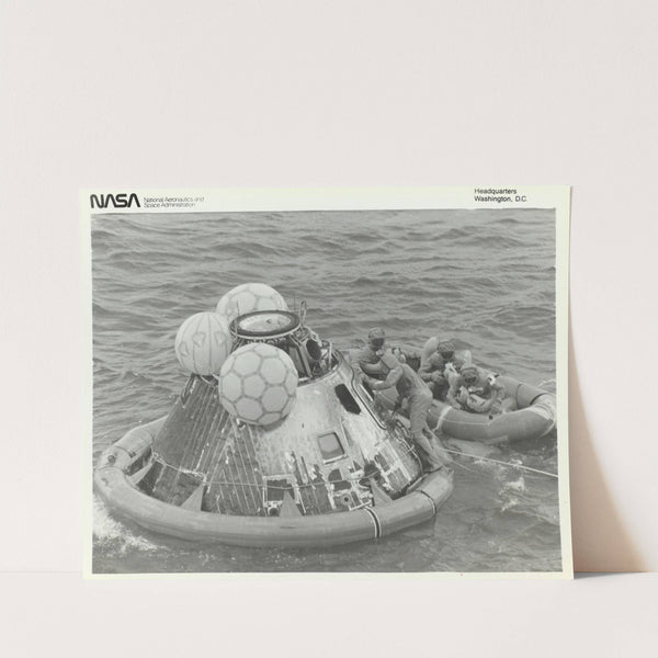 Astronauts in Lifeboat After Apollo 11 Splashdown (1969) by NASA