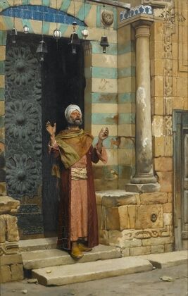 At the door of the mosque