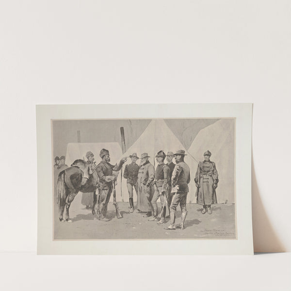 At the mouth of Rapid Creek–General Carr receiving the report of a scout (1892) by Frederic Remington