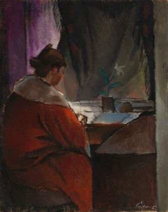 At the window