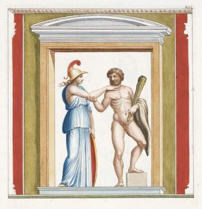 Athena and Hercules depicted within a niche. — size preview