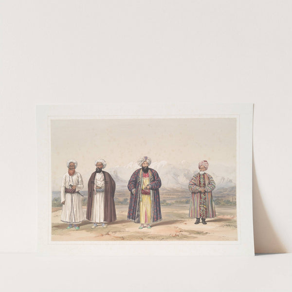Atmaram, Prime Minister of the chief of Koondooz; Naib Mahomed Shureef; Gholam Mahomed, Barukzye; Jan Fishan Khan, Pergamee (1843) by James Atkinson