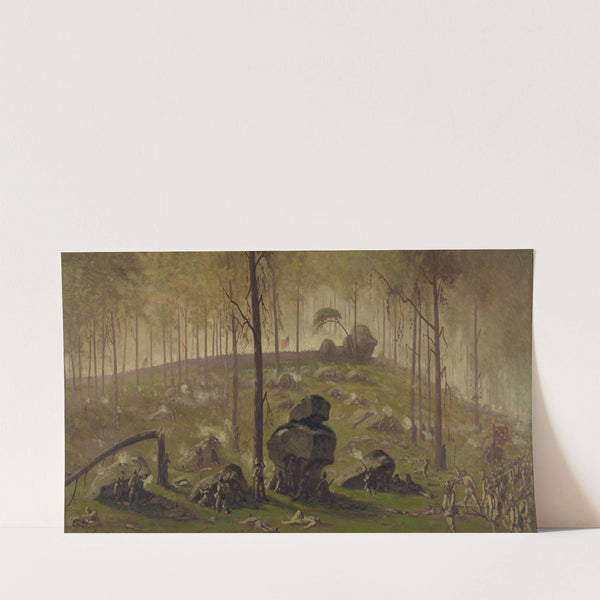 Attack of Johnston’s Div., C.S.A. on the breastworks on Culps Hill defended by Wadsworth’s Div (1865-1876) by Edwin Forbes