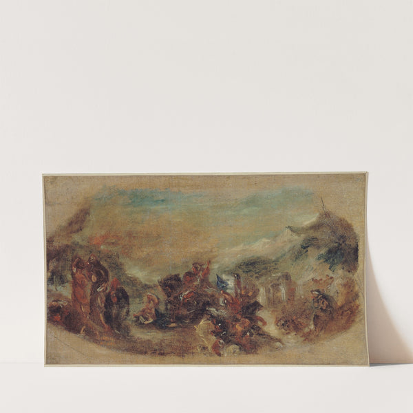 Attila suivi de ses hordes barbares foule aux pieds l’Italie et les Arts (1844) by Eugène Delacroix