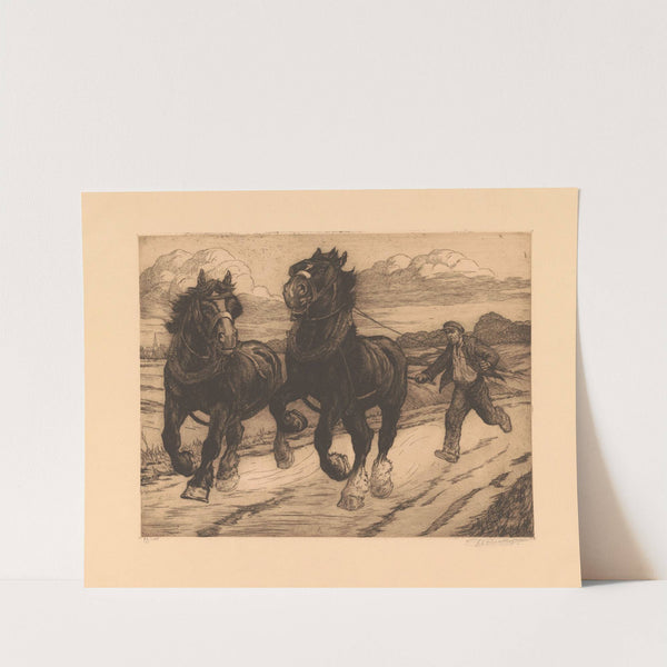 Au Galop ; Chevaux by Constant Eugène de Busschere