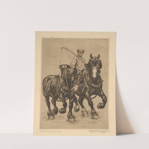 Au petit trot ; Chevaux by Constant Eugène de Busschere