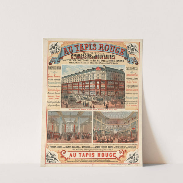 Au Tapis Rouge. Maison Fleck frères, gd magasins de nouveautés et de vêtements (1875) by Imp. Chaix