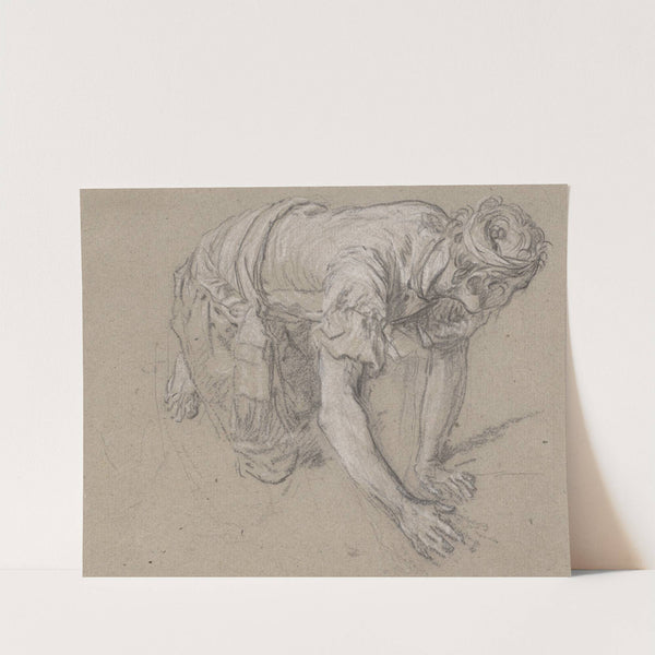 Auf allen vieren am Boden hockender Mann (mit Küken spielender Bursche) by Nicolas Lancret