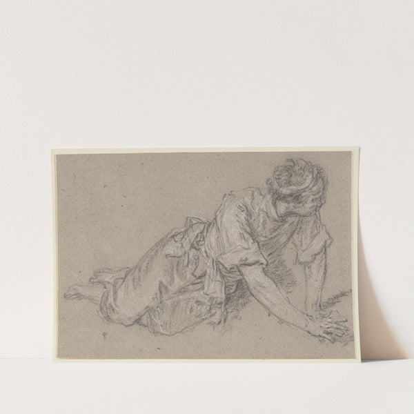 Auf allen vieren am Boden hockender Mann (mit Küken spielender Bursche) by Nicolas Lancret