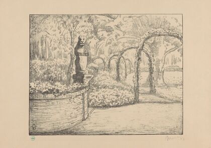Auf dem Boden kniende Frau mit Kleinkind in Rückansicht
