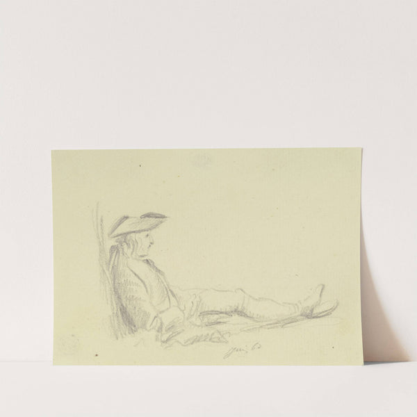 Auf der Erde sitzender Mann, den Rücken an einen Stamm gelehnt, im Profil nach rechts by Daniel Nikolaus Chodowiecki