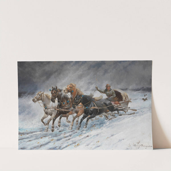 Auf der Flucht vor den Wölfen (1900) by Adolf Baumgartner-Stoiloff