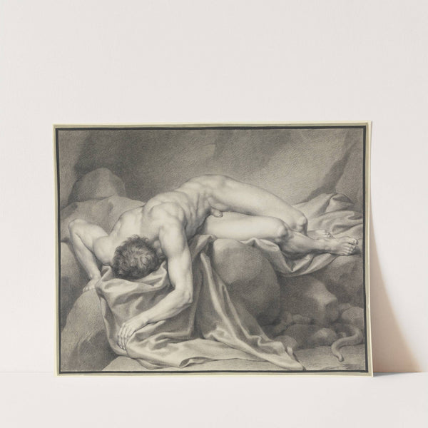 Auf der Seite liegender männlicher Akt, den Oberkörper nach unten gewandt by Philipp Jakob Becker