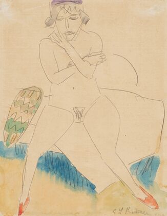 Auf einem Sessel sitzender Akt (Seated nude on an armchair) (circa 1911)