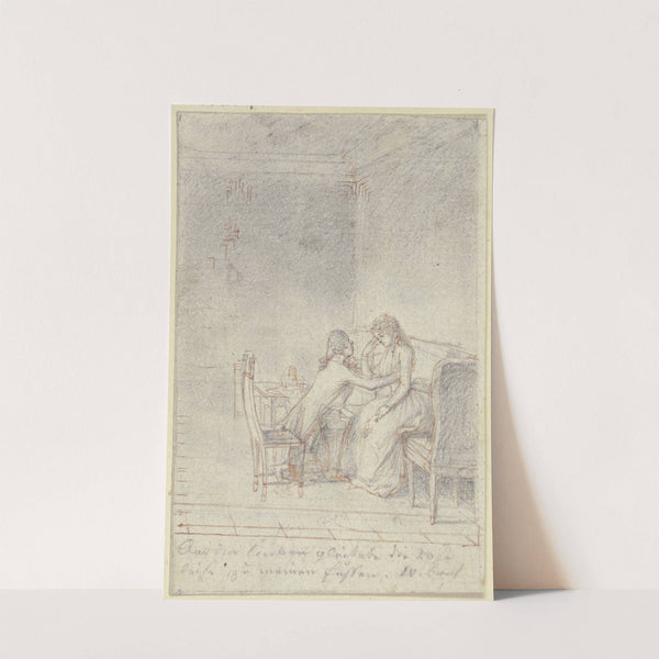 Auf einem Sofa rechts sitzt eine junge Dame by Daniel Nikolaus Chodowiecki