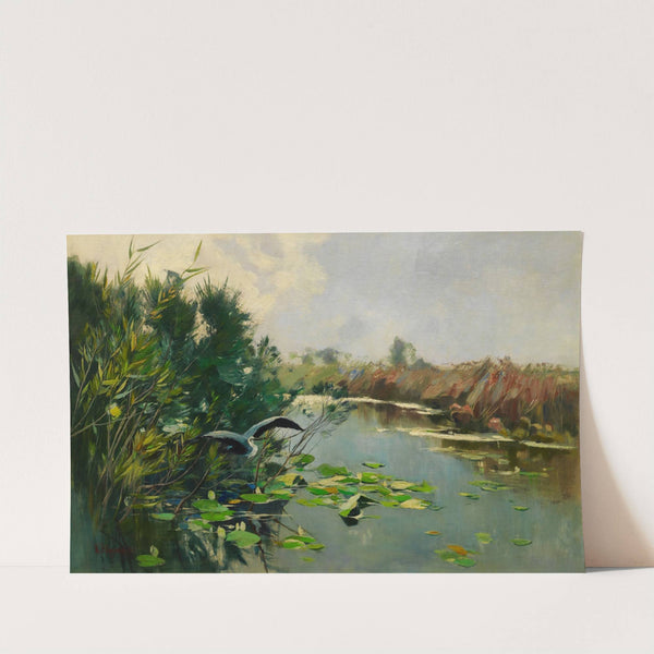 Auffliegender Graureiher am Havelufer by Karl Hagemeister