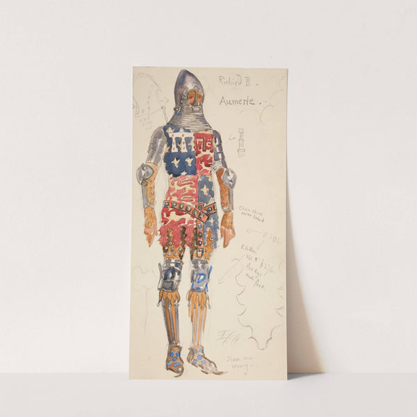 Aumerle (armed), costume sketch for Henry Irving’s 1898 Planned Production of Richard II by Edwin Austin Abbey