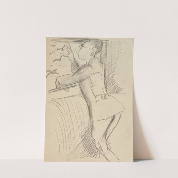 Aus dem Fenster schauender Mann (Max Pretzfelder) (1920-1925) by Rudolf Grossmann