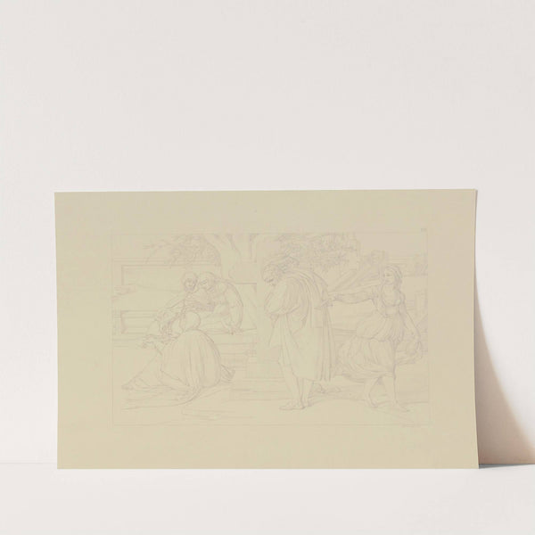 'Aus dem Leben eines Wüstlings'; VIII. Stelldichein auf dem Kirchhof by Bonaventura Genelli