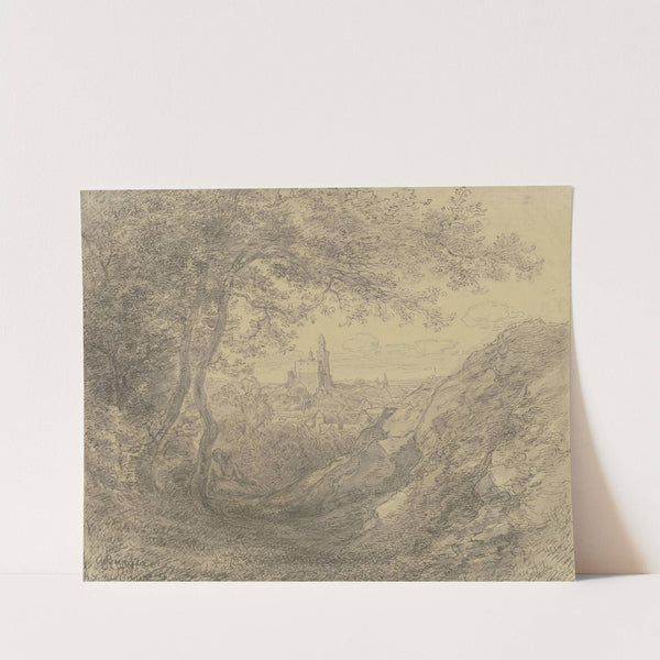 Ausblick auf Kronberg, unter den Bäumen ein Liebespaar by Anton Burger