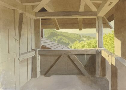 Ausblick aus dem Hochsitz am Wasenmerk bei Braunfels über die umgebende Waldlandschaft, September 19, 1860