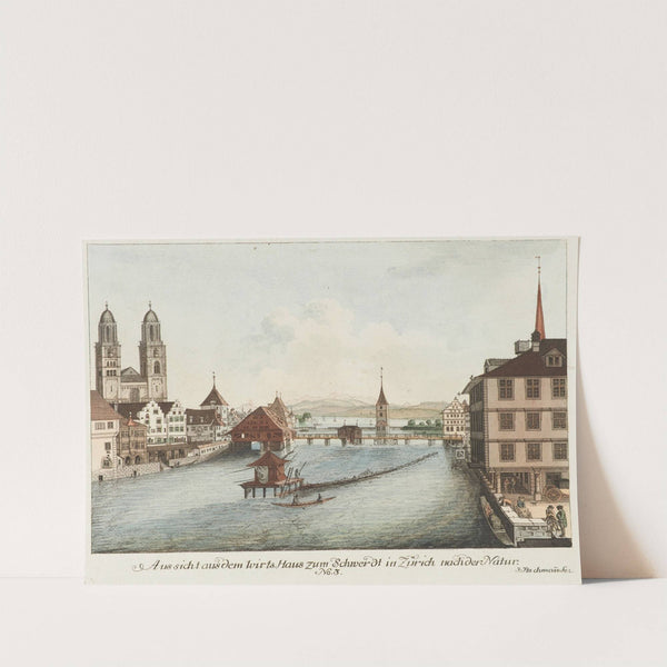 Aussicht aus dem Wirts Haus zum Schwerdt in Zürich nach der Natur by Johann Jakob Aschmann