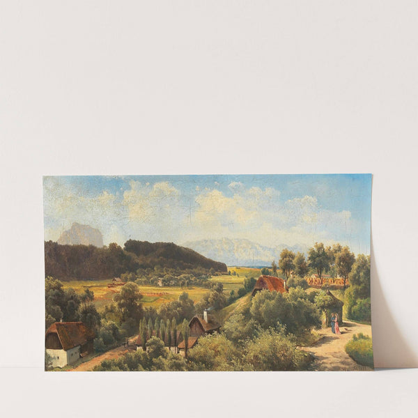 Aussicht von Schloß Wimsbach gegen das Höllengebirge und den Traunstein by Carl Franz Emanuel Haunold