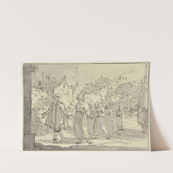 Auszug von Mönchen aus einer holländischen Stadt by Jan Luyken