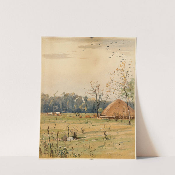 Autumn landscape with large haystack by John Francis Murphy