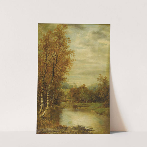 Autumn Landscape With Pond And Castle Tower (1869) by Alfred Augustus Glendening