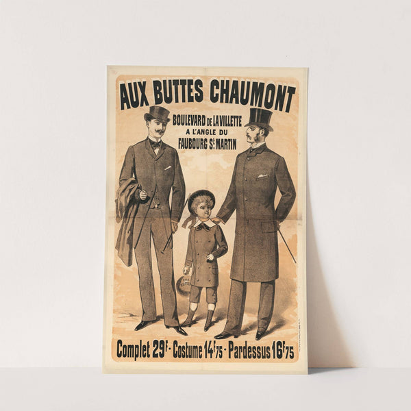 Aux Buttes Chaumont …, Complet 29f.- Costume 14f75 – Pardessus 16f75 (1883) by Jules Chéret