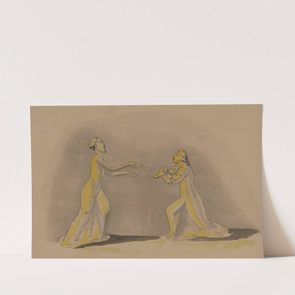 Aux petites Carmélites ; deux personnages avec un enfant