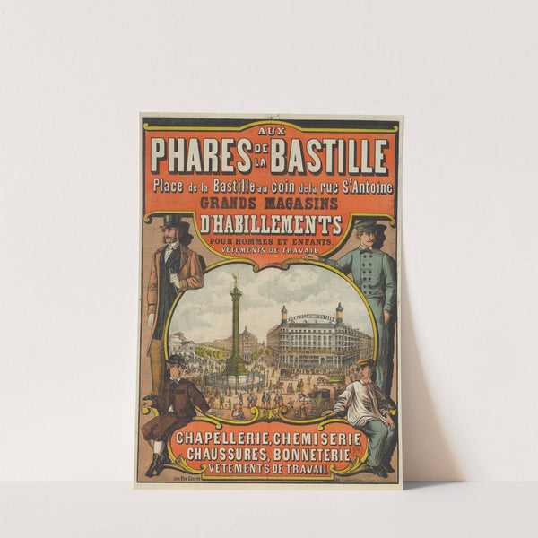 Aux Phares de la Bastille, place de la Bastille au coin de la rue St. Antoine (1869) by Lith. Van Geleyn