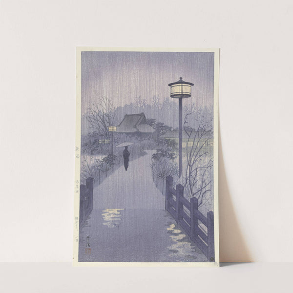 Avondregen bij de Shinobazu vijver by Kasamatsu Shirô