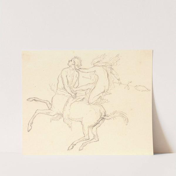 Bacchantinde siddende på ryggen af en bagbunden Kentaur. Pompejiansk motiv by Christen Købke