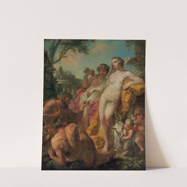 Bacchic figures in a classical landscape by Pierre Charles Le Mettay