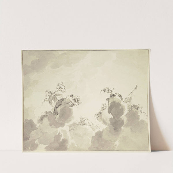 Bacchus, Ceres und Flora mit Gefolge in Wolken schwebend by Jacob de Wit