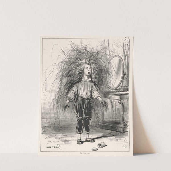 Back of the medals, no. 3. A terrible child that we had the imprudence to let play with a pot of Lion Pomade (1842) by Paul Gavarni