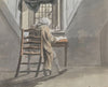 Back View of a Seated Man in an Attic