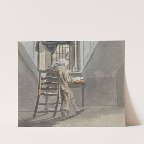 Back View of a Seated Man in an Attic by James Miller