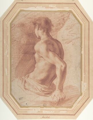 Back View of a Seated Nude Youth Facing Left