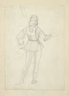 Back view of man in hat, vest and tights