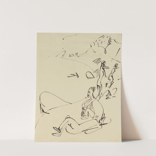 Badende am Strand einer Bucht auf Fehmarn (1913) by Ernst Ludwig Kirchner