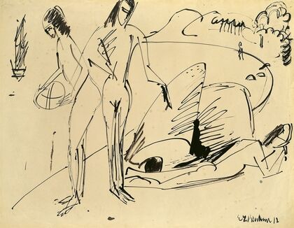 Badende am Strand von Fehmarn (1912-13)