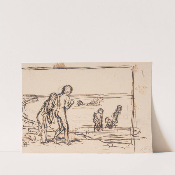 Badende børn på stranden by Fritz Syberg