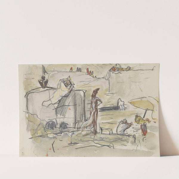 Badende Indiërs aan de oever van de Ganges (1924 - 1925) by Marius Bauer