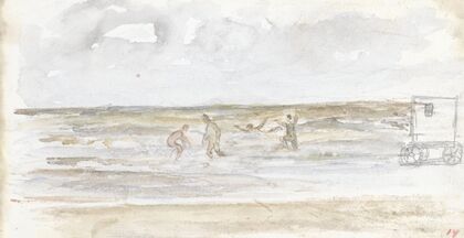 Baders in zee en een strandkoets (1834 - 1911)