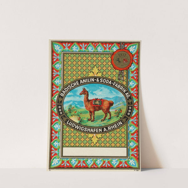 Badische Anilin & Soda-Fabrik dye label with alpaca (Circa 1900) by Badische Anilin & Soda-Fabrik